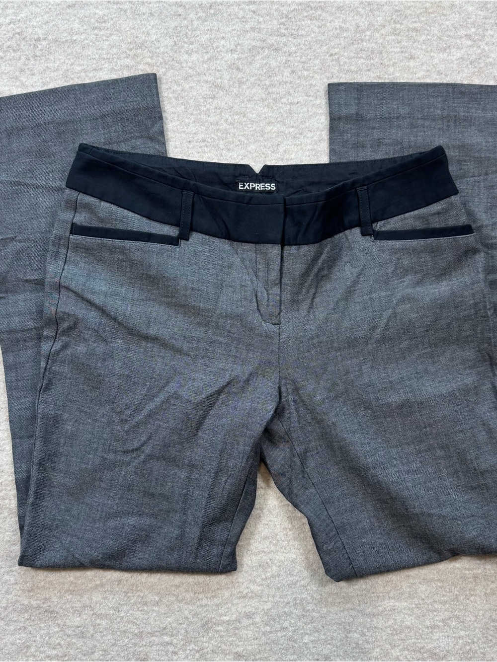 Express Gray Dress Pants with Black Waistband